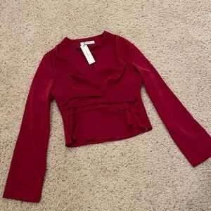 Commence NWT burgundy long sleeve blouse small #18